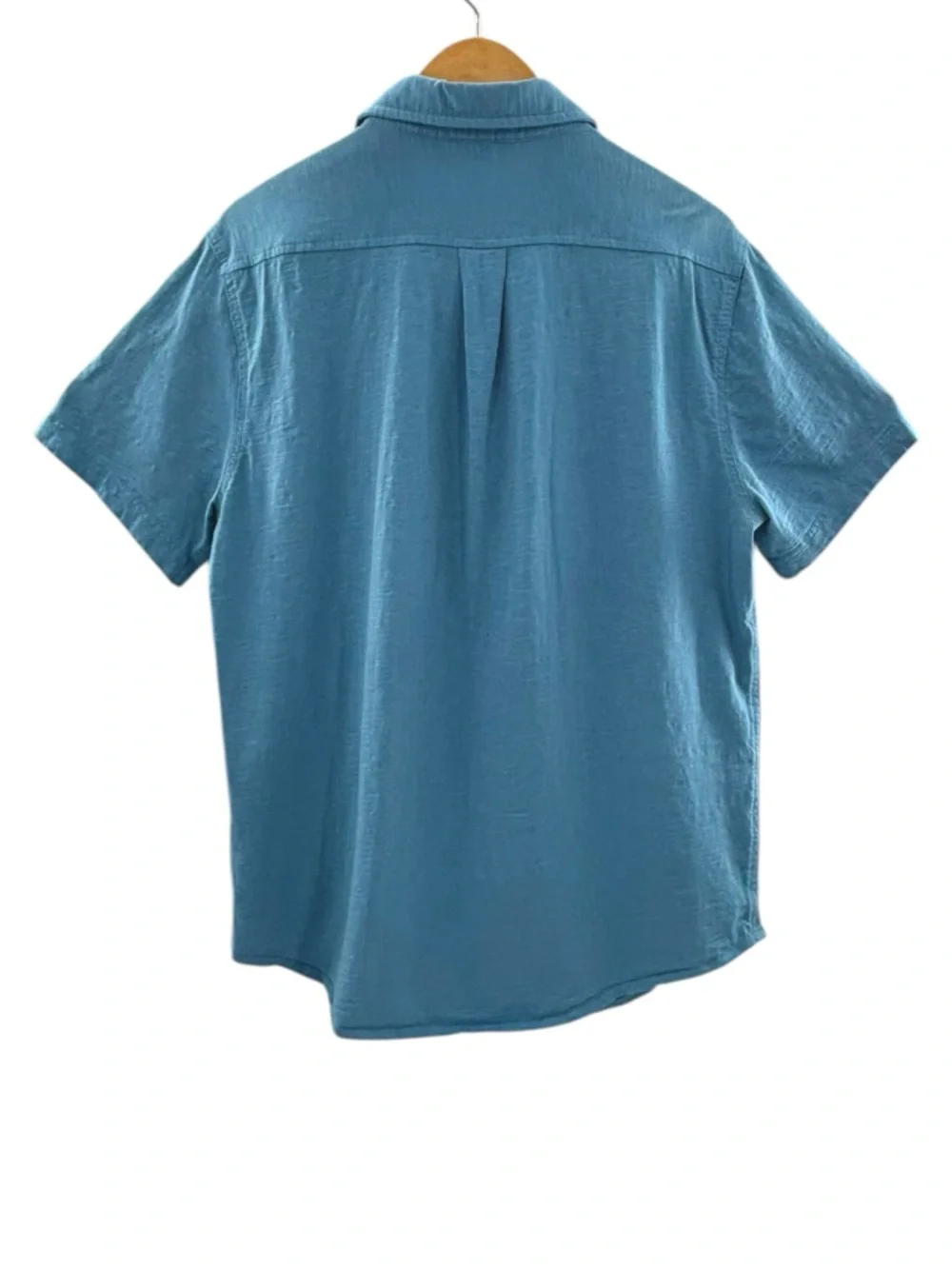 J.Crew Slub Knit Cotton Button Up Polo Blue Short Sleeve Shirt Size L